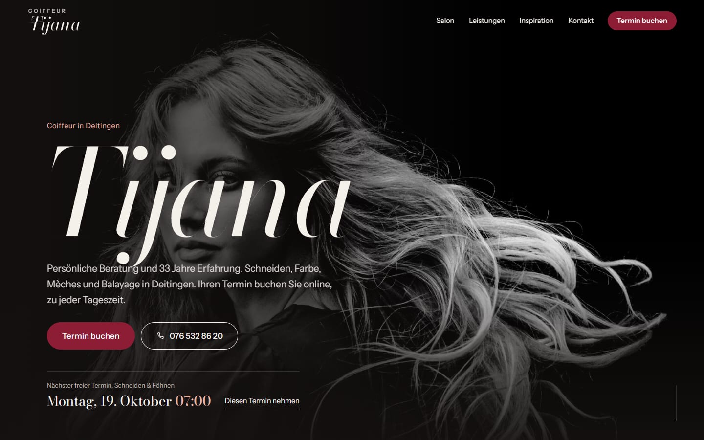 Webseite von Coiffeur Tijana auf dem Computer